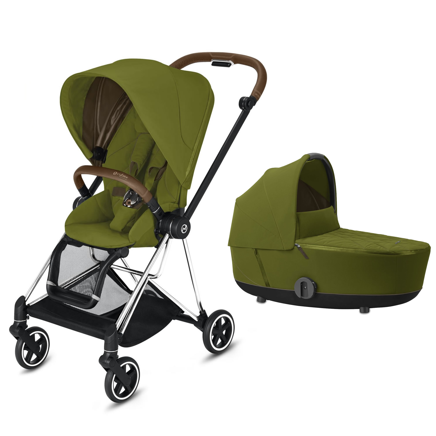 Cybex MIOS Stroller with Carrycot Khaki Green Babyland