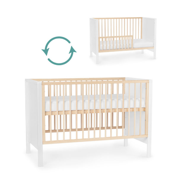 Kinderkraft Baby Wooden Cot MIA with Guardrail White