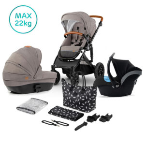Kinderkraft Stroller PRIME 2020 with Car Seat and Accessories 3in1 Beige