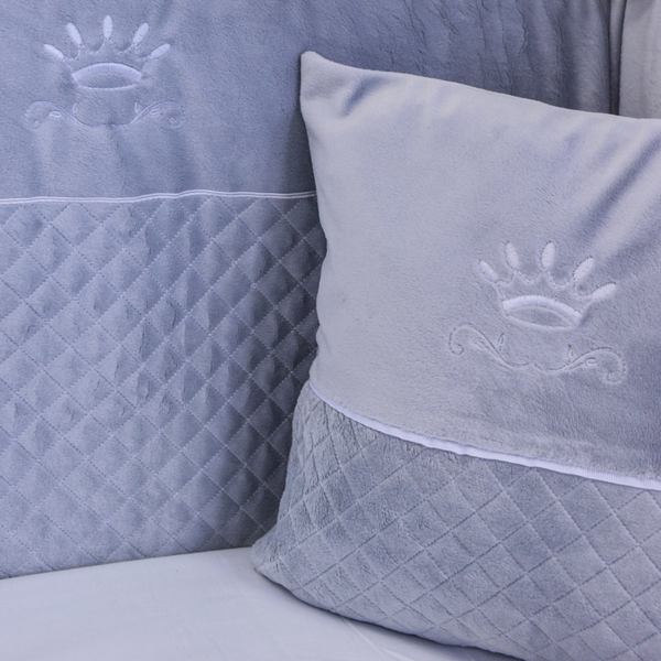 Baby Oliver Decorative Cushion Velour Quilt Grey Crown