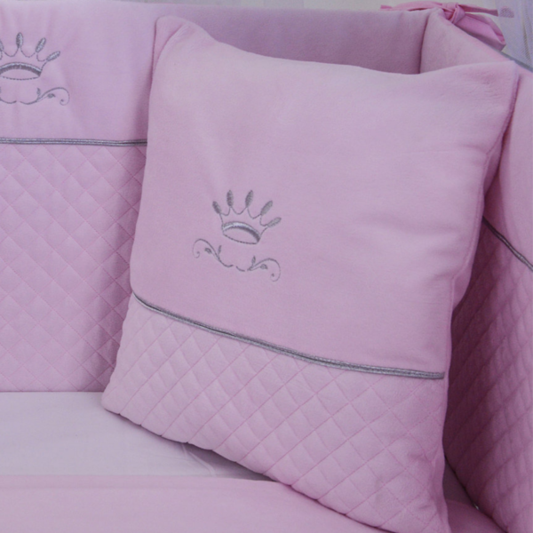 Baby Oliver Decorative Cushion Velour Quilt Pink Crown