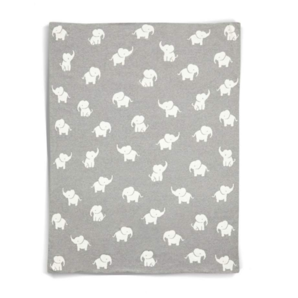 Mamas & Papas Welcome To The World Knitted Elephant Blanket Grey