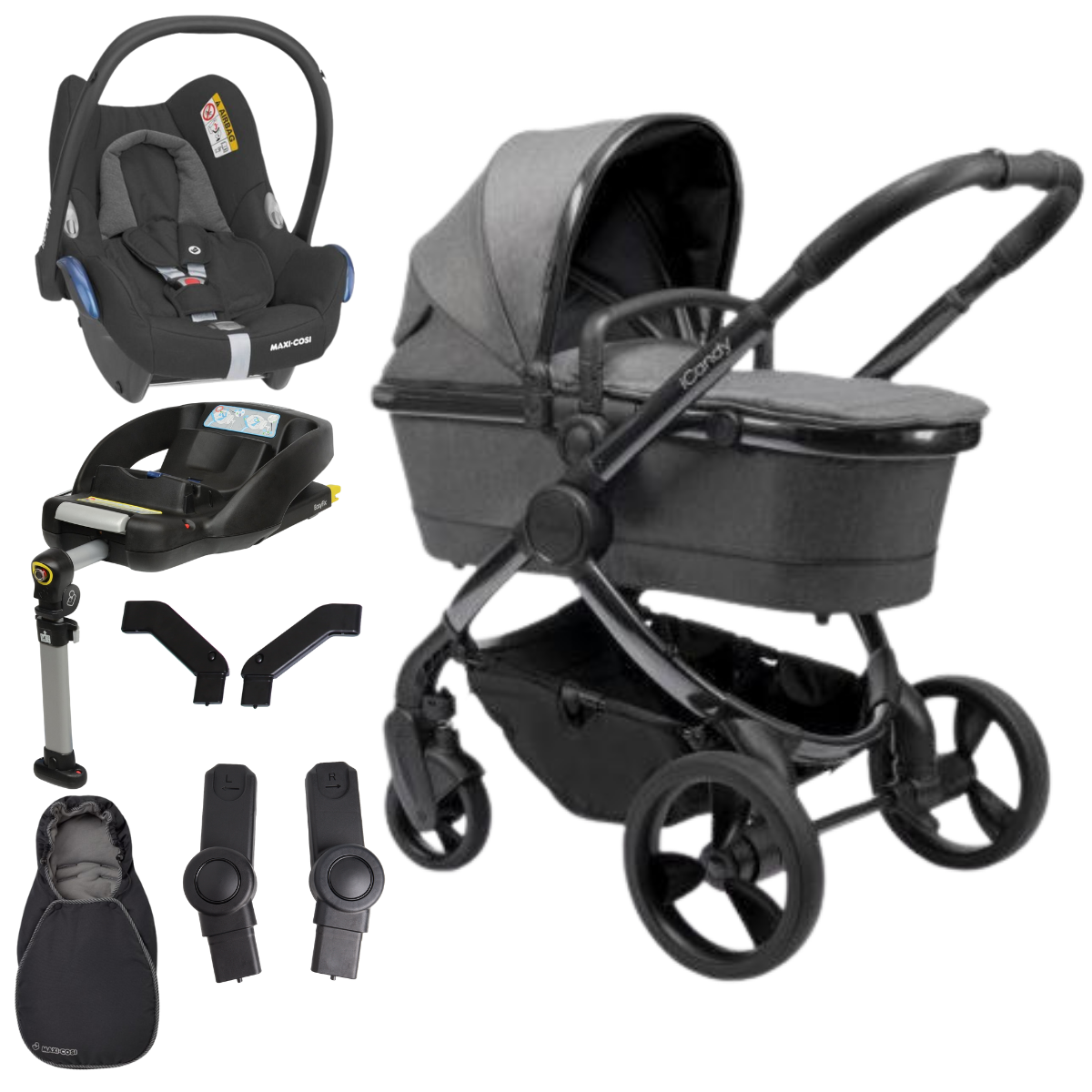 iCandy Peach Phantom Dark Grey Twill + MaxiCosi Bundle + FREE MAXI COSI CABRIOFIX CAR SEAT iCandy Peach Phantom Dark Grey Twill + MaxiCosi Bundle + FREE MAXI COSI CABRIOFIX CAR SEAT