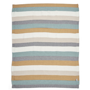 7883b1604 01 Knitted Blanket – Multi Stripe Blue