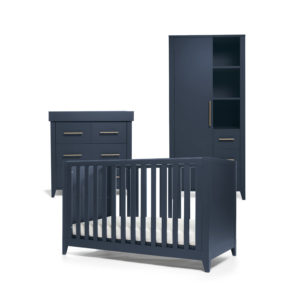 Mamas & Papas Melfi 3 Piece Cotbed Range with Dresser and Storage Wardrobe - Midnight Blue