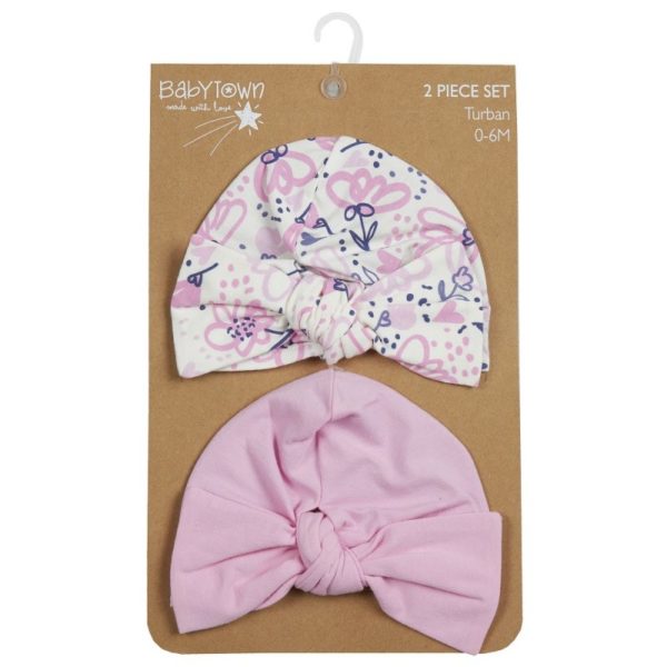 Baby Girls 2 Piece Turban Hat Set (0 6 Months)