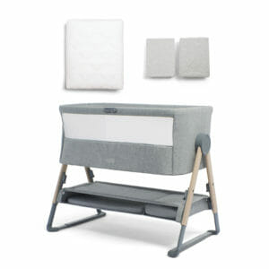 Mamas & Papas Lua Bedside Crib Bundle - Grey