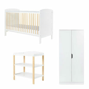 Ickle Bubba Coleby Classic Cot Bed Scandi with Open Changer and Wardrobe