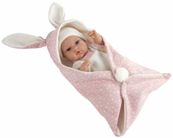 Arias 33cm Natal Doll With Bunny Blanket Pink 1
