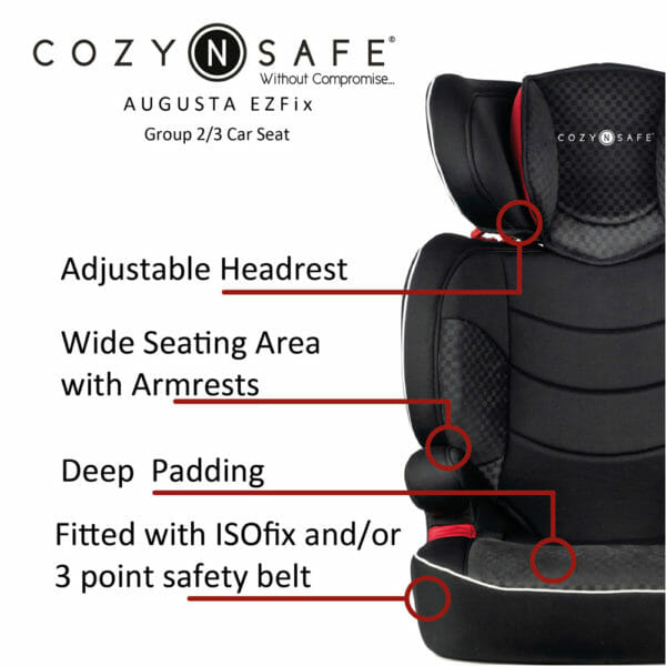 Cozy n Safe Augusta EZFix Group 2/3 Child Car Seat - Black