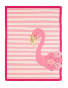 Bizzi growin flora flamingo picture knitted baby blanket
