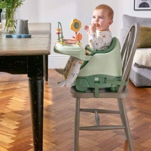 Bug 3 in 1 floor & booster seat with activity tray – eucalyptus2