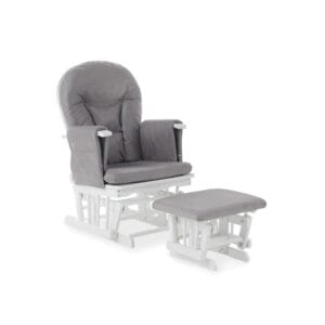 Obaby Reclining Glider Chair And Stool White Grey