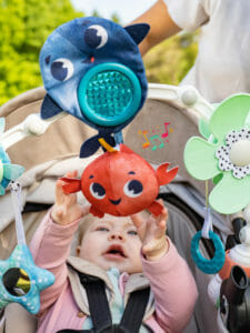 Baby activated musical crab toy teaches little ones the basics of cause and effect