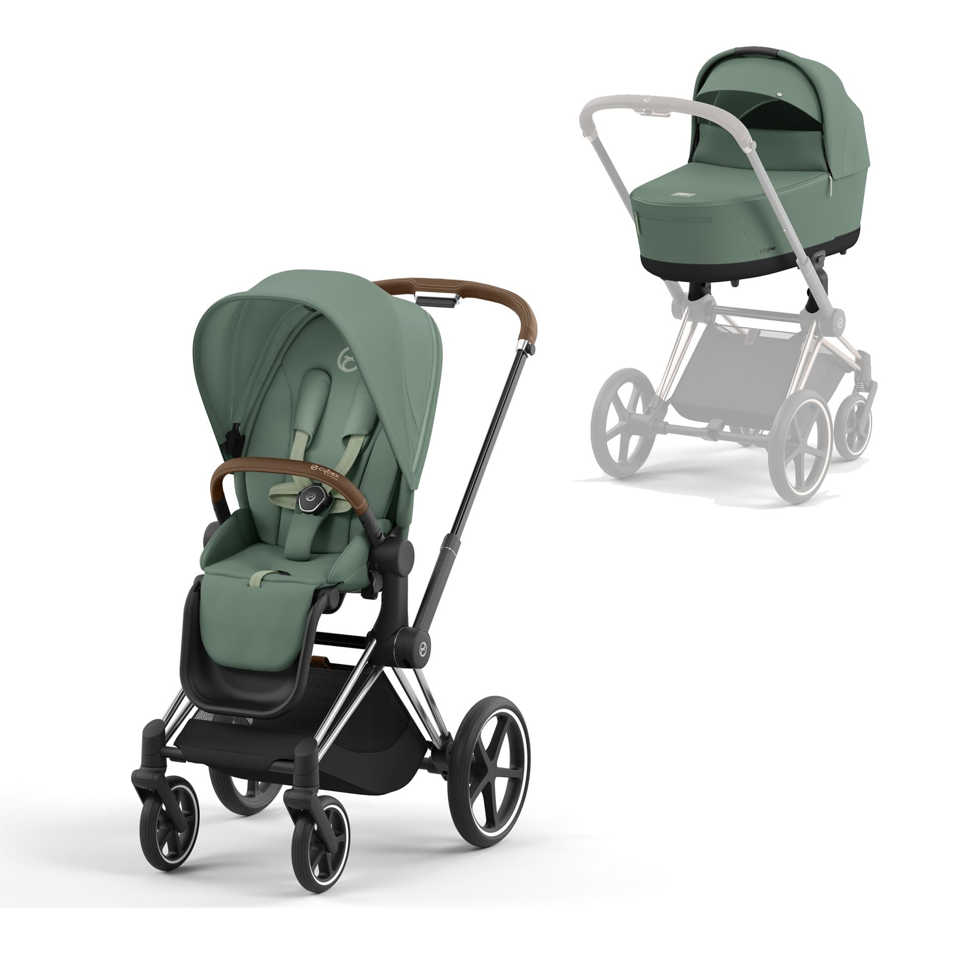 Cybex PRIAM 4 Stroller with Carrycot Leaf Green - Babyland