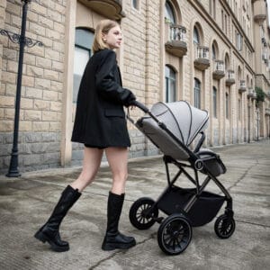 Chia Travel System Pecan With Base Pearl Grey 2