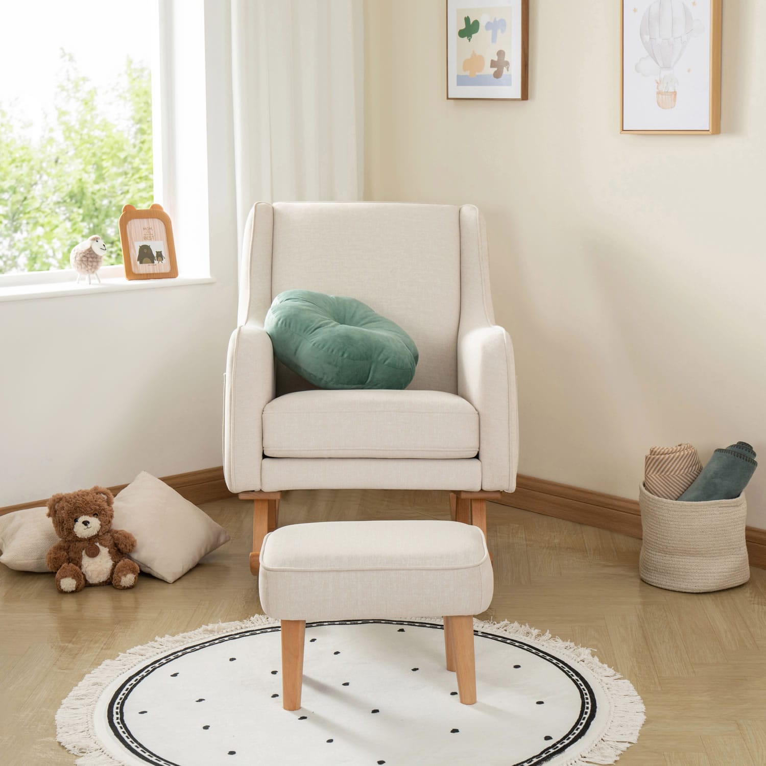 Ida Nursing Chair With Stool Ivory 2