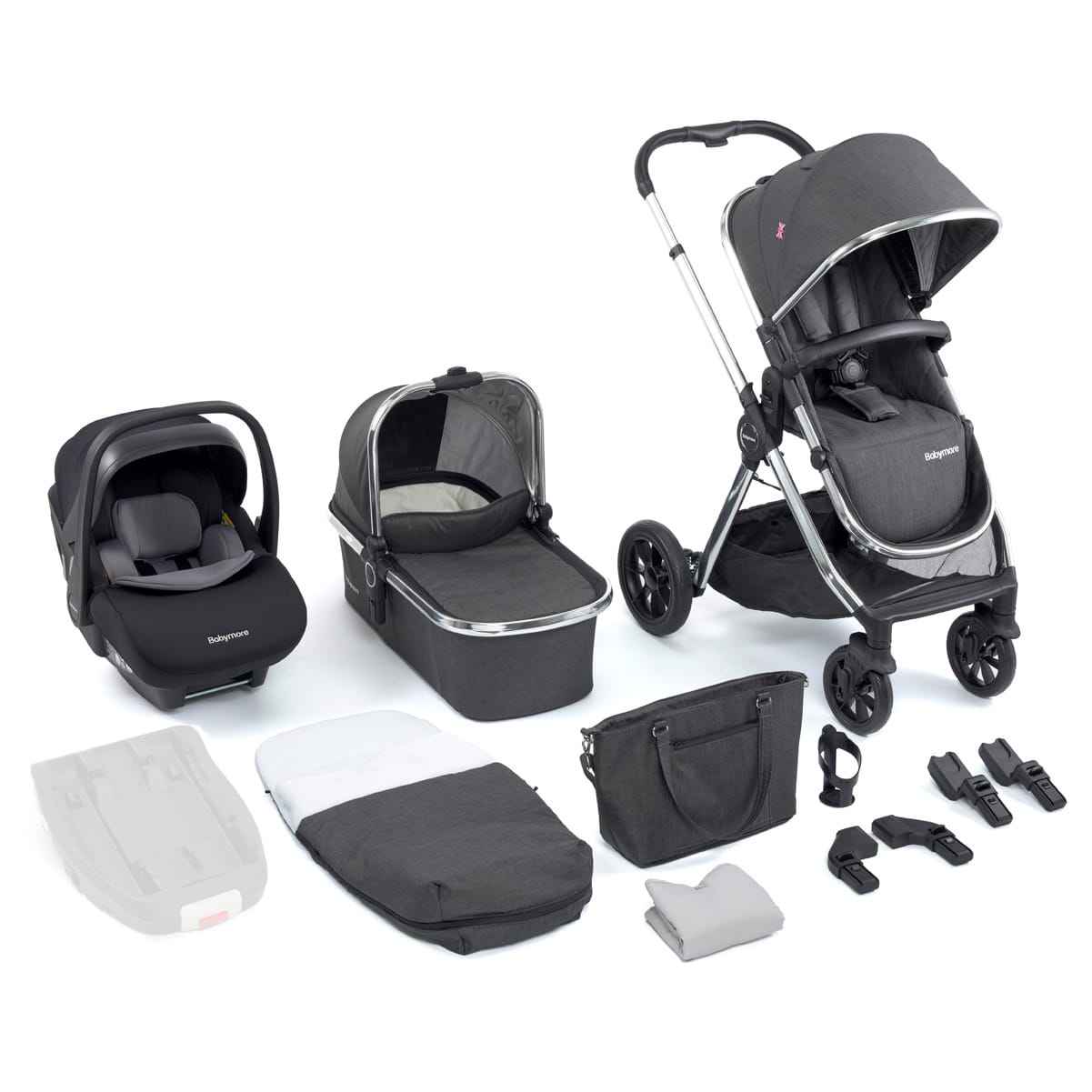 Memore V2 Travel System 12 Piece Pecan Car Seat Chrome 1