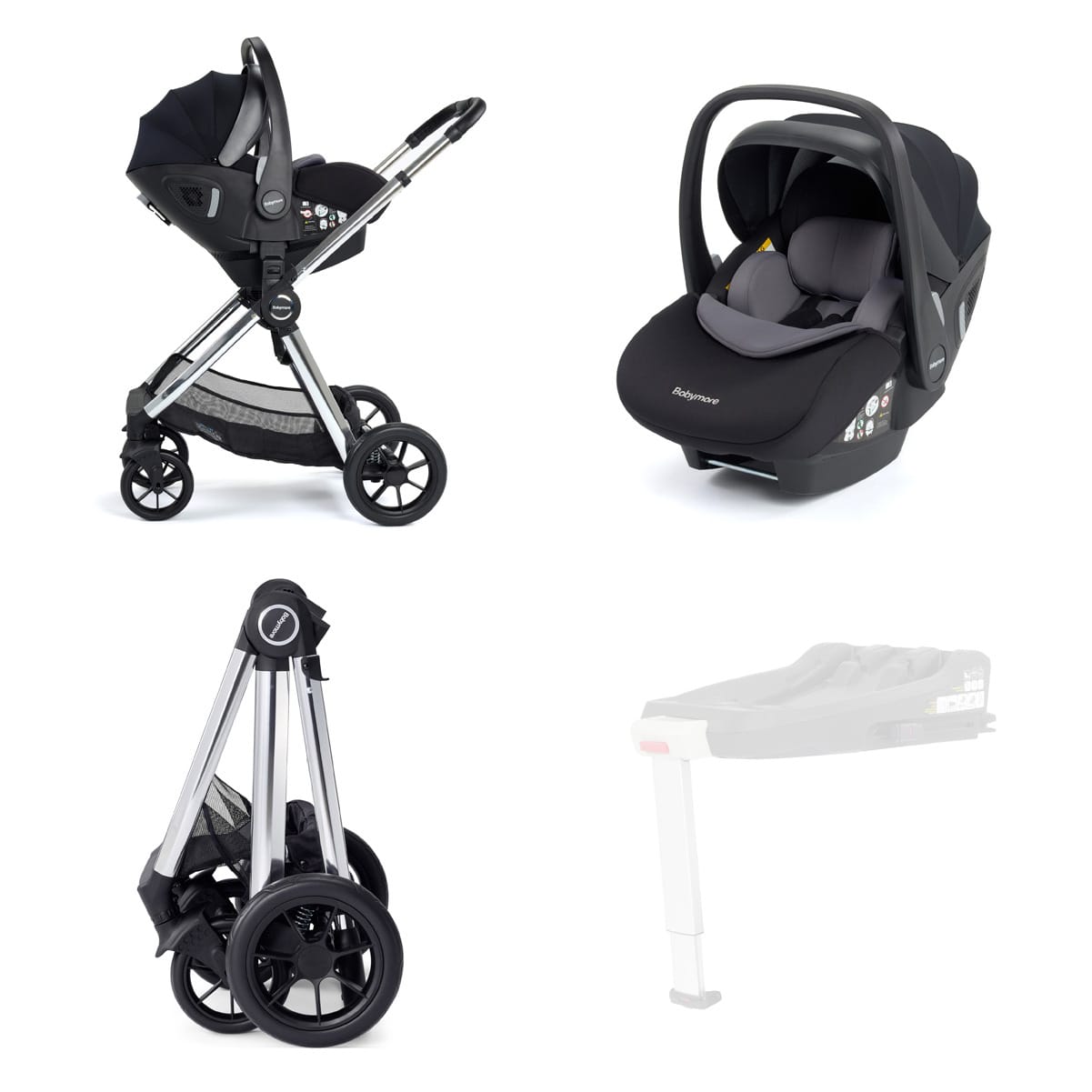 Memore V2 Travel System 12 Piece Pecan Car Seat Chrome 4