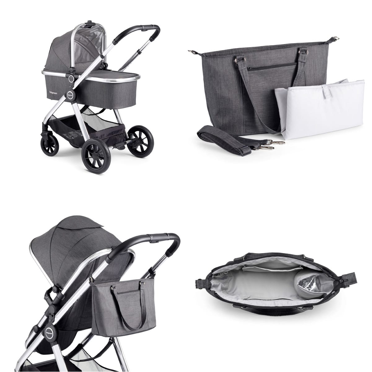 Memore V2 Travel System 12 Piece Pecan Car Seat Chrome 9