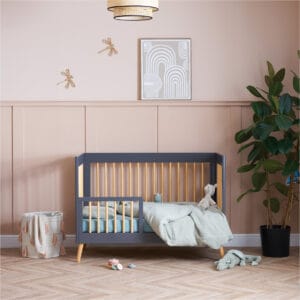 Obaby Maya Mini Cot Bed Slate With Natural 1