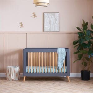 Obaby Maya Mini Cot Bed Slate With Natural