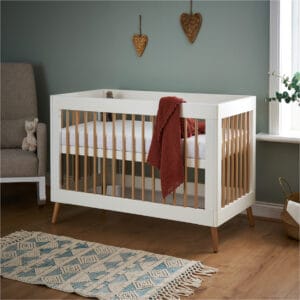 Obaby Maya Mini Cot Bed White With Natural