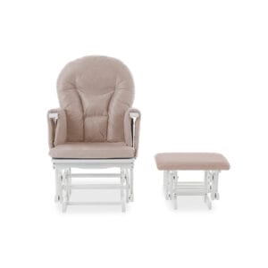 Obaby Reclining Glider Chair And Stool White Sand (3)