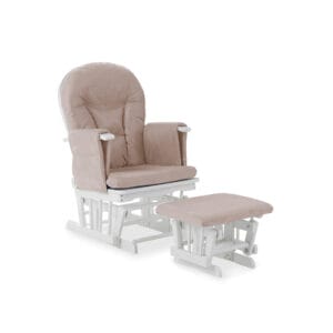 Obaby Reclining Glider Chair And Stool White Sand