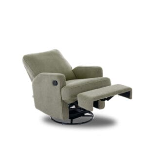 Obaby Madison Swivel Glider Recliner Chair Teddy Fabric Olive (2)