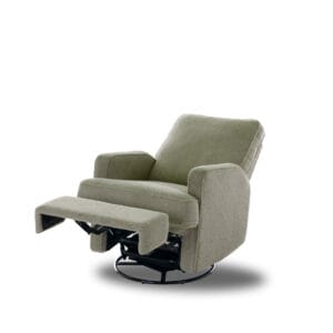 Obaby Madison Swivel Glider Recliner Chair Teddy Fabric Olive (3)