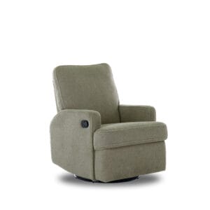 Obaby Madison Swivel Glider Recliner Chair Teddy Fabric Olive