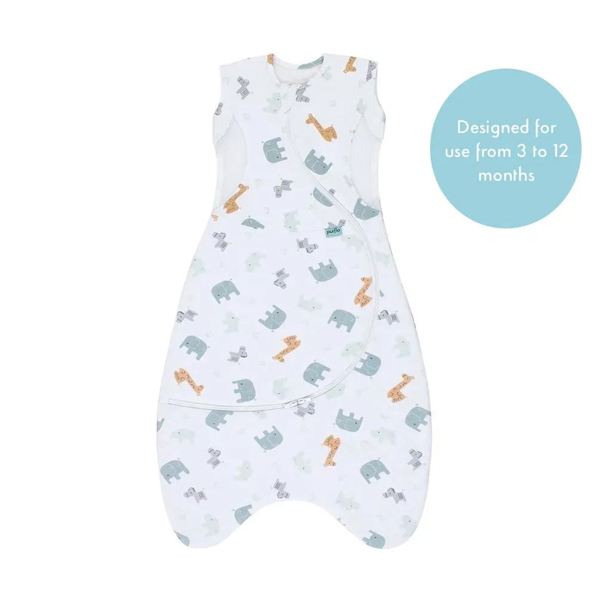 Purflo 2.5 Tog Cuddle To Sleep Bag Animal Safari