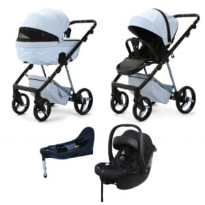 Mee-Go Milano Quantum 3-in-1 Travel System with Base - Powder Blue