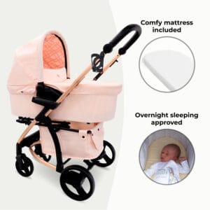 My babiie mb200i 3in1 travel system pink plaid (1)
