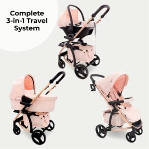 My babiie mb200i 3in1 travel system pink plaid (6)