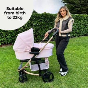 My babiie mb200i 3in1 travel system pink plaid (8)