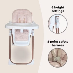 My babiie mbhc8 premium highchair rose gold blush tropical (2)