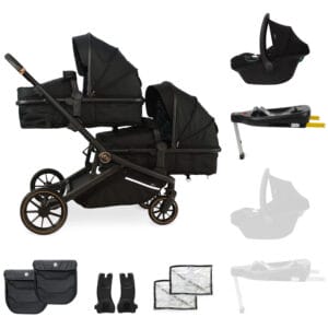 With 1 car seat 1 base 2 footmuffs