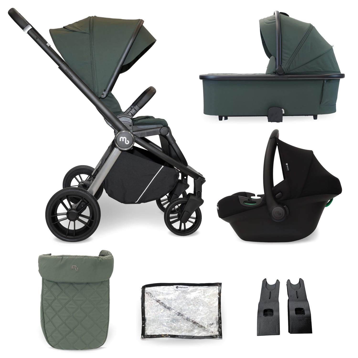 My Babiie MB450i 3in1 Travel System with i-Size Car Seat - Forest Green