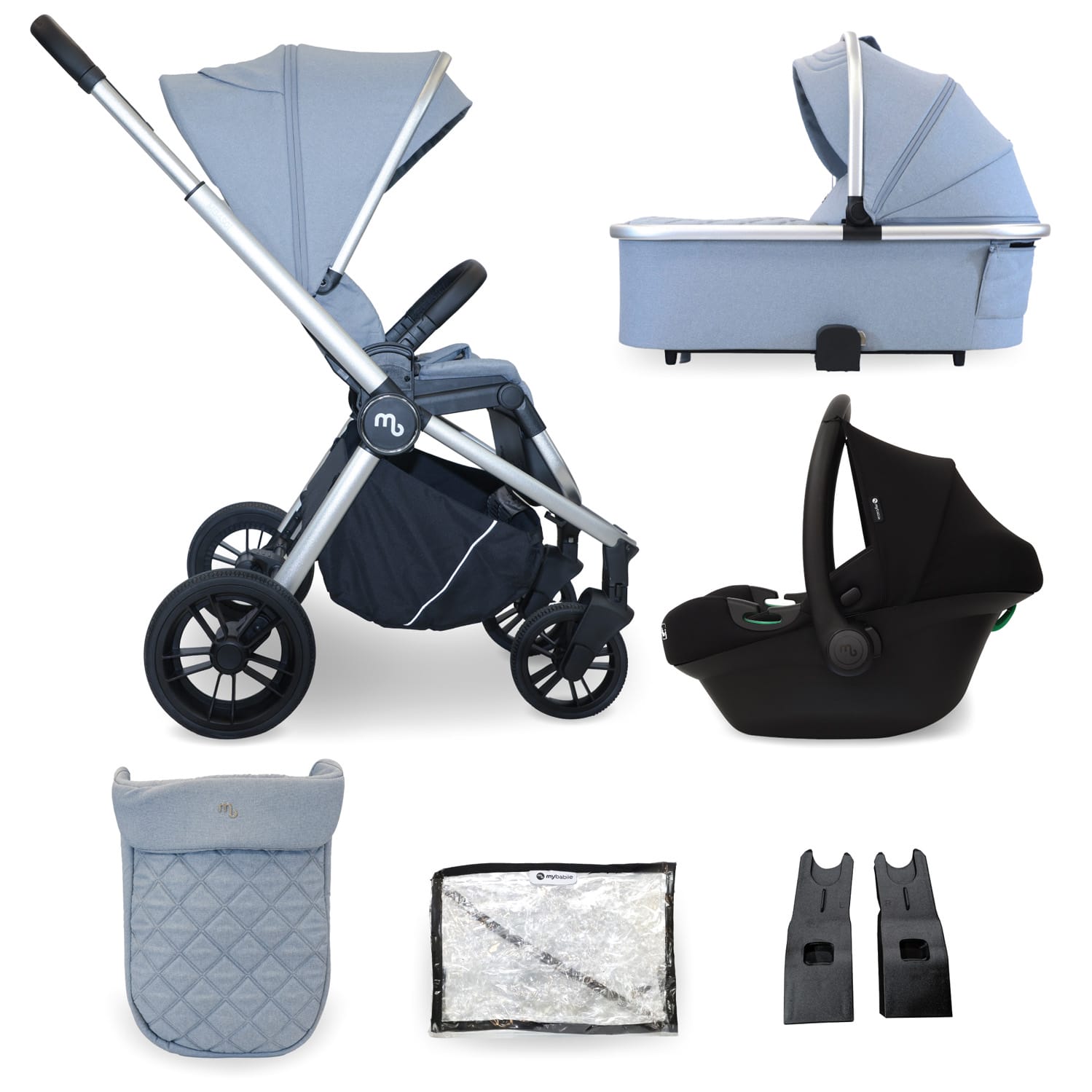 My Babiie MB450i 3in1 Travel System with i-Size Car Seat - Steel Blue
