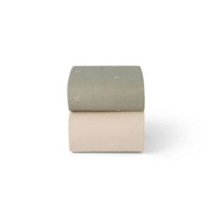 Cotbed twin pack fitted sheets sage cross