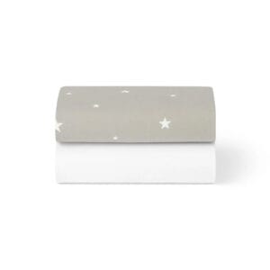 Snuz twin pack crib sheets grey star