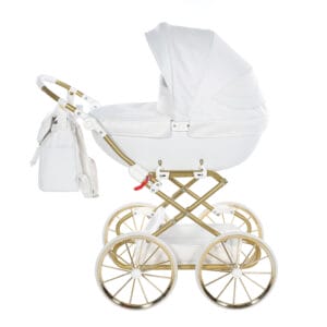 Junama dolce doll's pram white gold