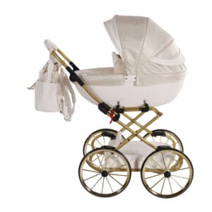 Junama dolce doll's pram white gold
