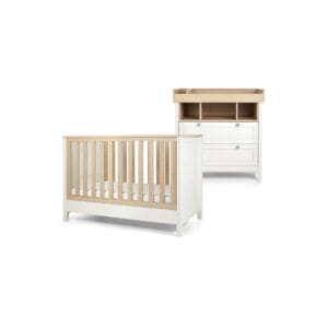 Mamas & Papas Harwell 2 Piece Convertible Cot Room Set - White-Natural