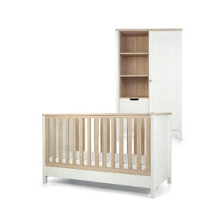 Mamas & Papas Harwell 2 Piece Cotbed Set with Wardrobe - White-Natural