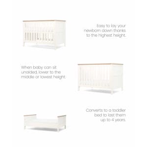 Mamas & papas wedmore convertible mini cot bed white natural (5)