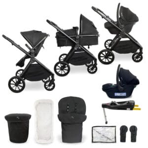 My Babiie MB220 3in1 Travel System with i-Size Car Seat - Black with Base
