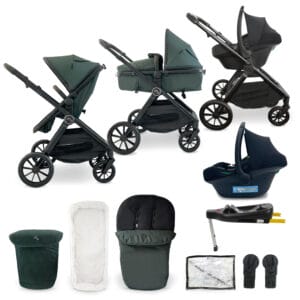 My Babiie MB220 3in1 Travel System with i-Size Car Seat - Forest Green with Base